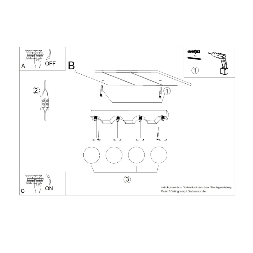 Ceiling light BULBO 4xG9/8W/230V beech/white