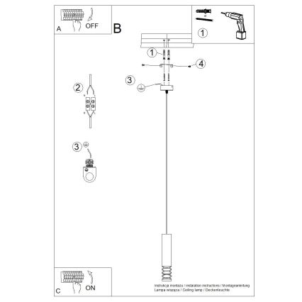 Chandelier on a string LAMI 1xGU10/10W/230V white