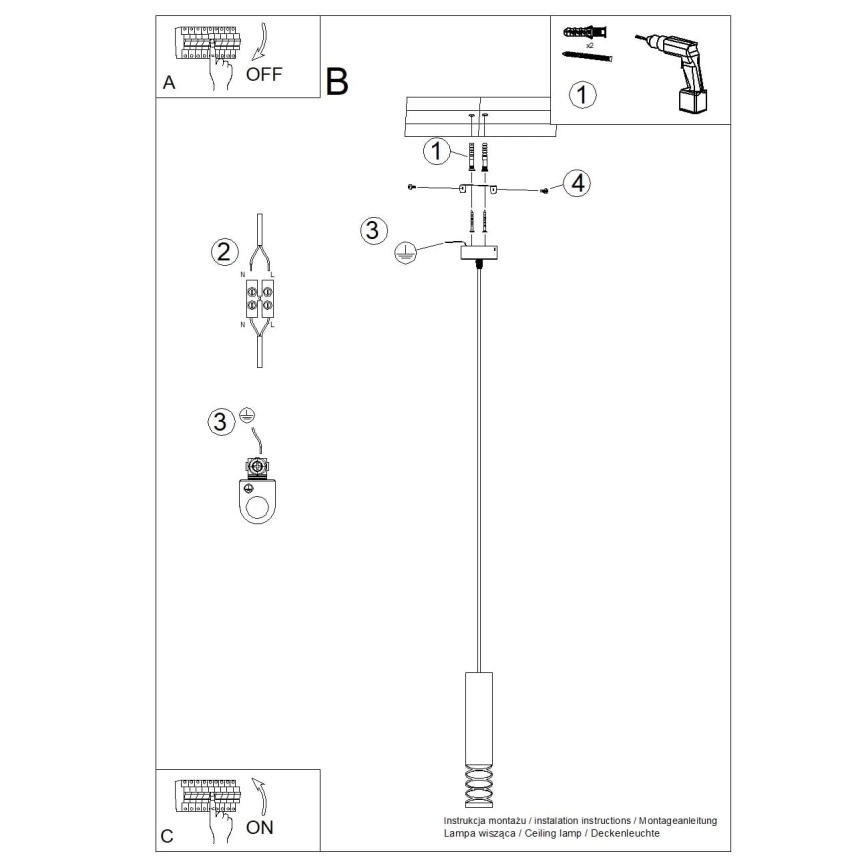 Chandelier on a string LAMI 1xGU10/10W/230V white