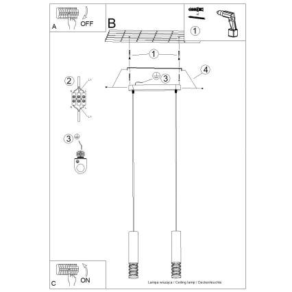 Chandelier on a string LAMI 2xGU10/10W/230V white