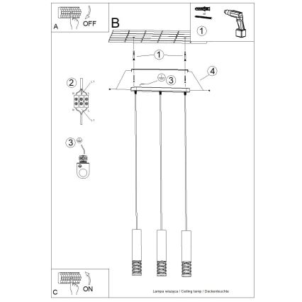 Chandelier on a string LAMI 3xGU10/10W/230V white