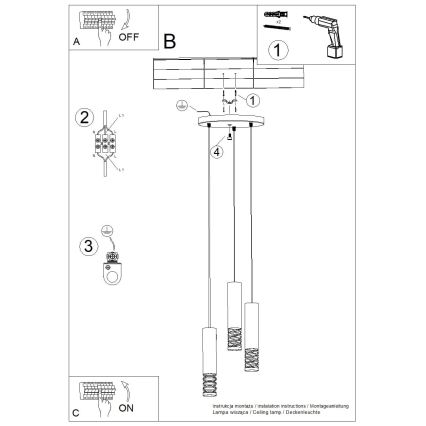 Chandelier on a string LAMI 3xGU10/10W/230V white