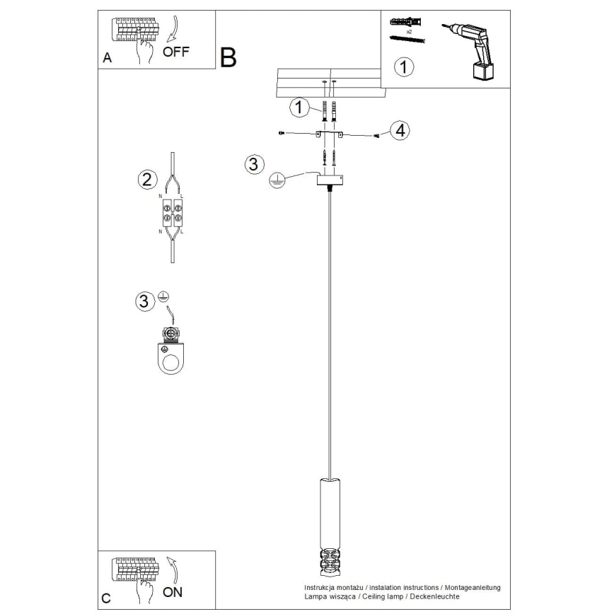 Chandelier on a string LIRO 1xGU10/10W/230V white