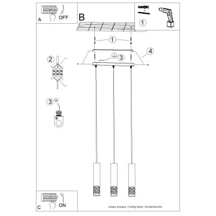 Chandelier on a string LIRO 3xGU10/10W/230V white