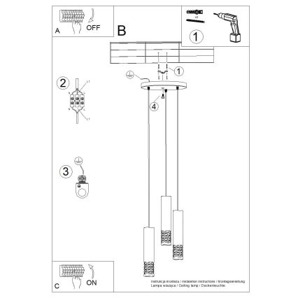 Chandelier on a string LIRO 3xGU10/10W/230V white