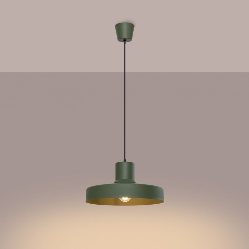 Chandelier on a string BILO 1xE27/15W/230V d. 35 cm green