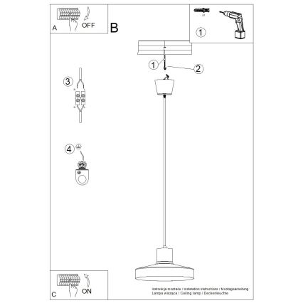 Chandelier on a string BILO 1xE27/15W/230V d. 35 cm green
