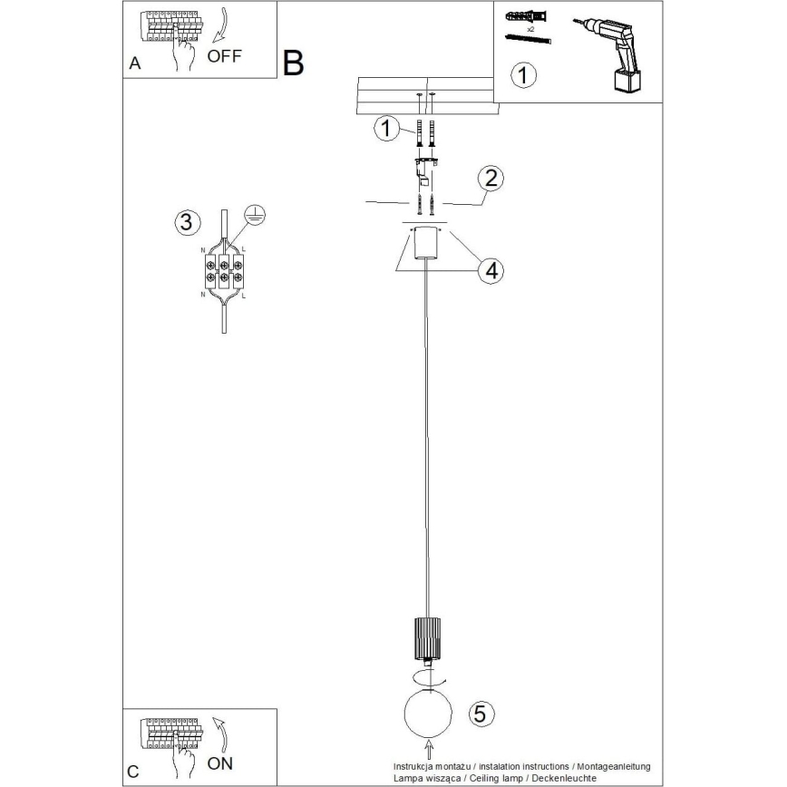 Chandelier on a string HALO 1xG9/8W/230V d. 12 cm white