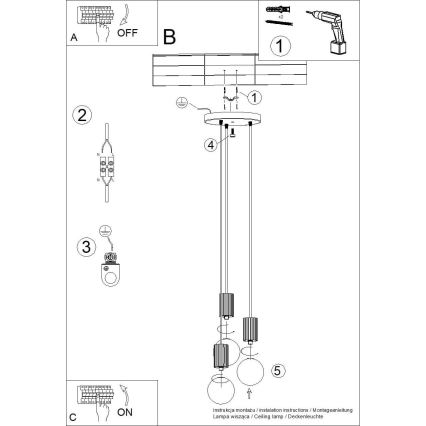 Chandelier on a string HALO 3xG9/8W/230V d. 25 cm white