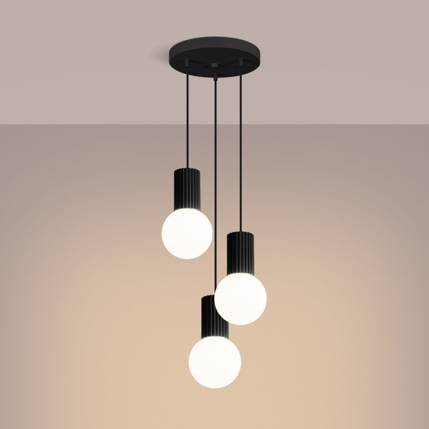 Chandelier on a string HALO 3xG9/8W/230V d. 25 cm black