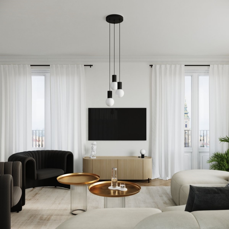 Chandelier on a string HALO 3xG9/8W/230V d. 25 cm black