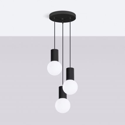 Chandelier on a string HALO 3xG9/8W/230V d. 25 cm black