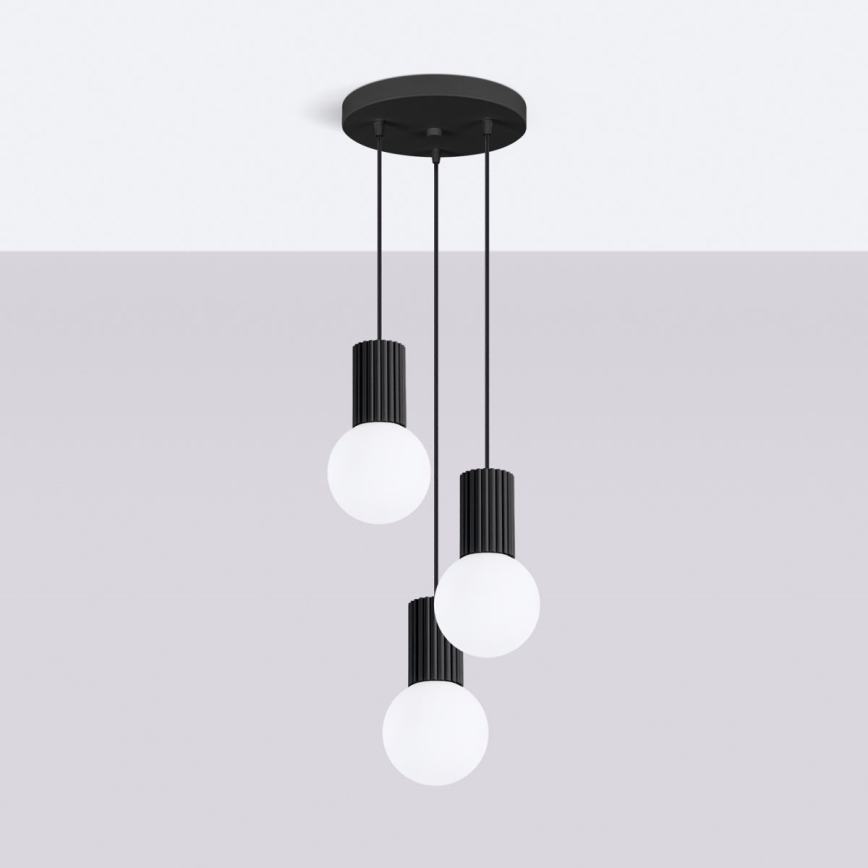 Chandelier on a string HALO 3xG9/8W/230V d. 25 cm black