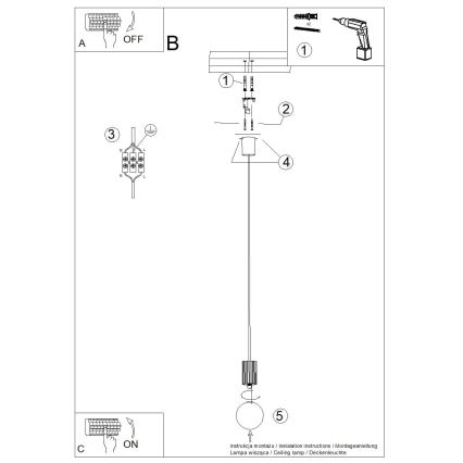 Chandelier on a string HALO 1xG9/8W/230V d. 12 cm creamy