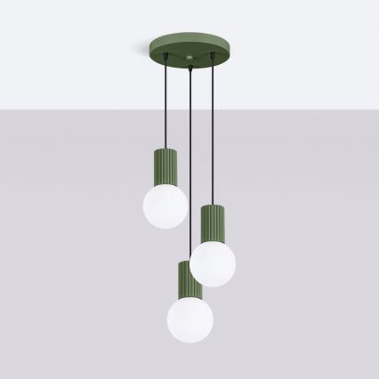Chandelier on a string HALO 3xG9/8W/230V d. 25 cm green