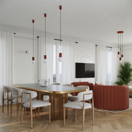 Chandelier on a string HALO 1xG9/8W/230V d. 12 cm orange