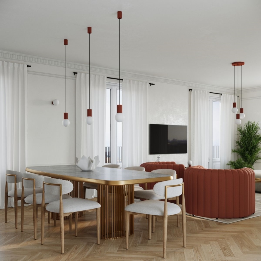 Chandelier on a string HALO 1xG9/8W/230V d. 12 cm orange