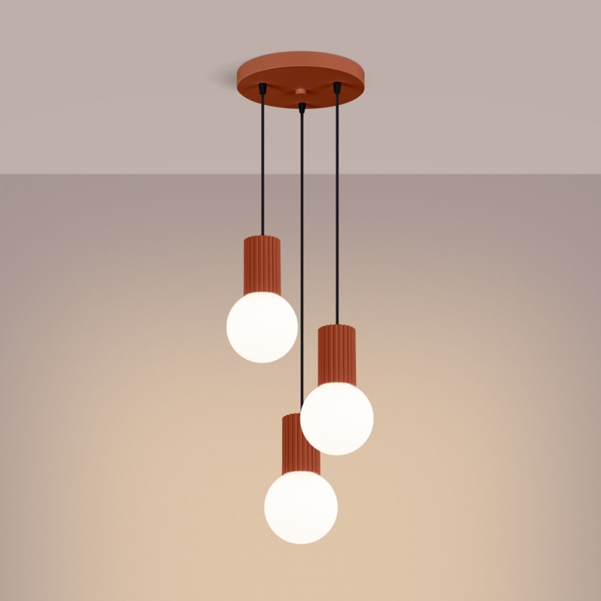 Chandelier on a string HALO 3xG9/8W/230V d. 25 cm orange