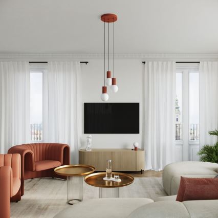 Chandelier on a string HALO 3xG9/8W/230V d. 25 cm orange
