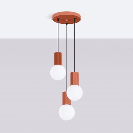 Chandelier on a string HALO 3xG9/8W/230V d. 25 cm orange