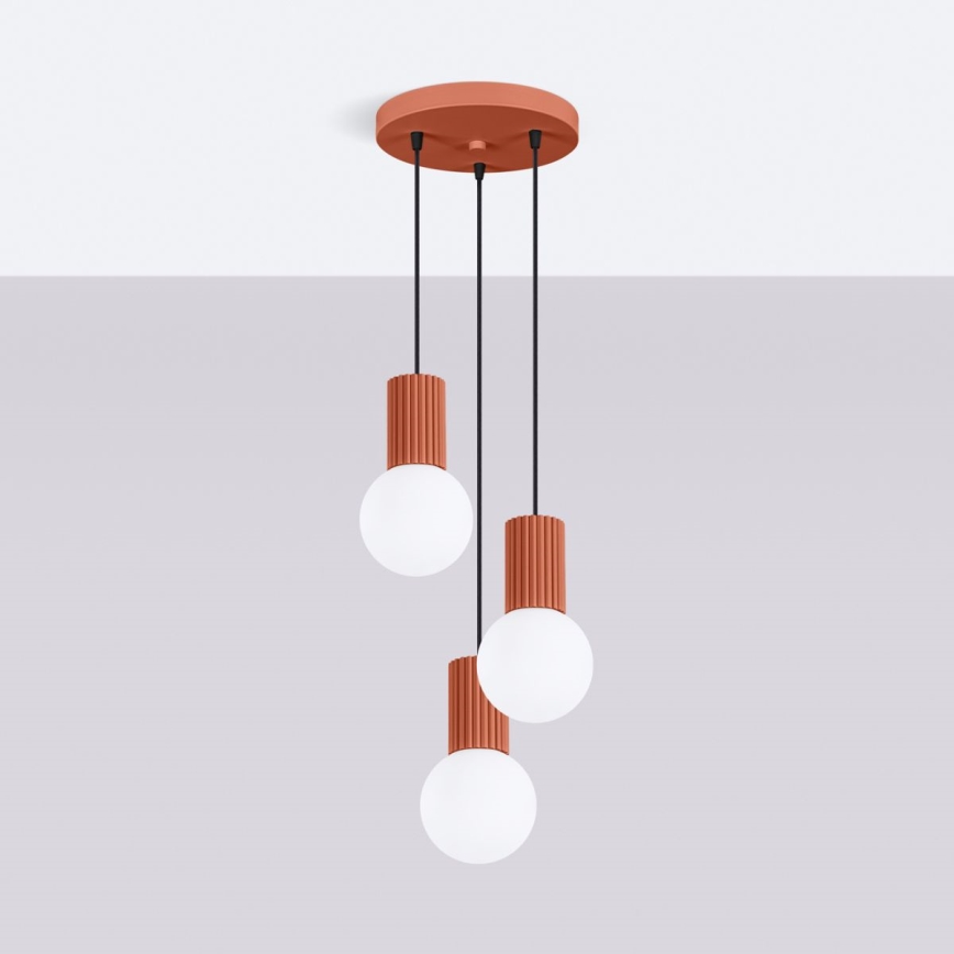 Chandelier on a string HALO 3xG9/8W/230V d. 25 cm orange