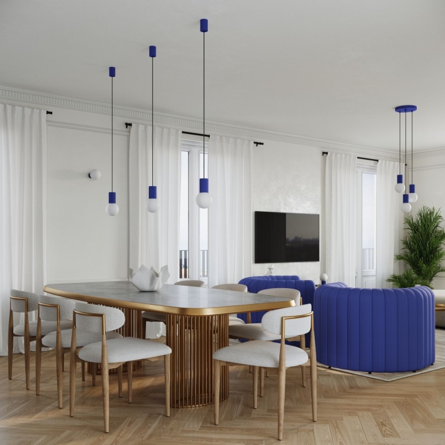 Chandelier on a string HALO 1xG9/8W/230V d. 12 cm blue