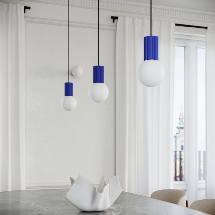 Chandelier on a string HALO 1xG9/8W/230V d. 12 cm blue