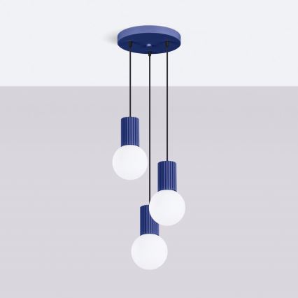 Chandelier on a string HALO 3xG9/8W/230V d. 25 cm blue