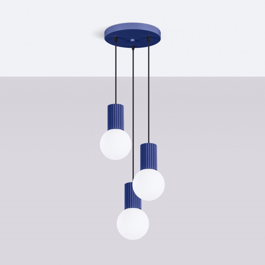 Chandelier on a string HALO 3xG9/8W/230V d. 25 cm blue