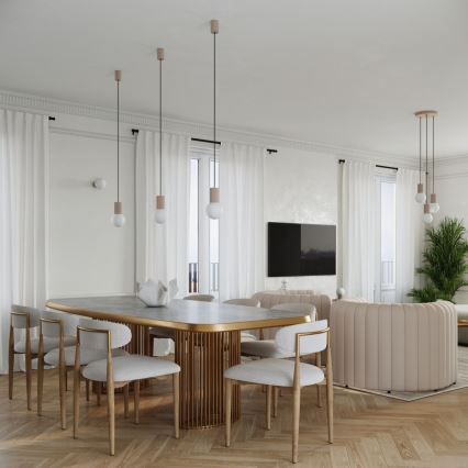 Chandelier on a string HALO 1xG9/8W/230V d. 12 cm beige