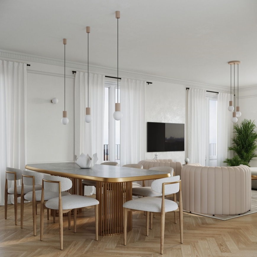 Chandelier on a string HALO 1xG9/8W/230V d. 12 cm beige