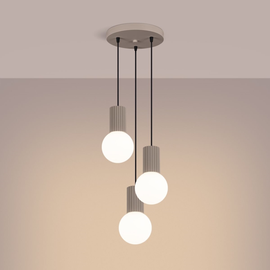 Chandelier on a string HALO 3xG9/8W/230V d. 25 cm beige