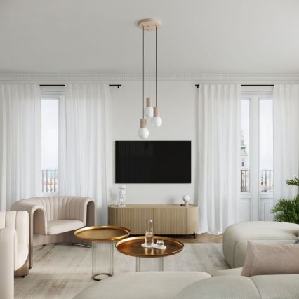 Chandelier on a string HALO 3xG9/8W/230V d. 25 cm beige