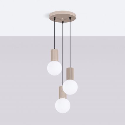 Chandelier on a string HALO 3xG9/8W/230V d. 25 cm beige