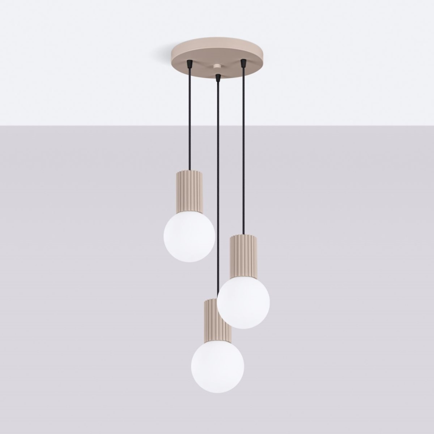 Chandelier on a string HALO 3xG9/8W/230V d. 25 cm beige