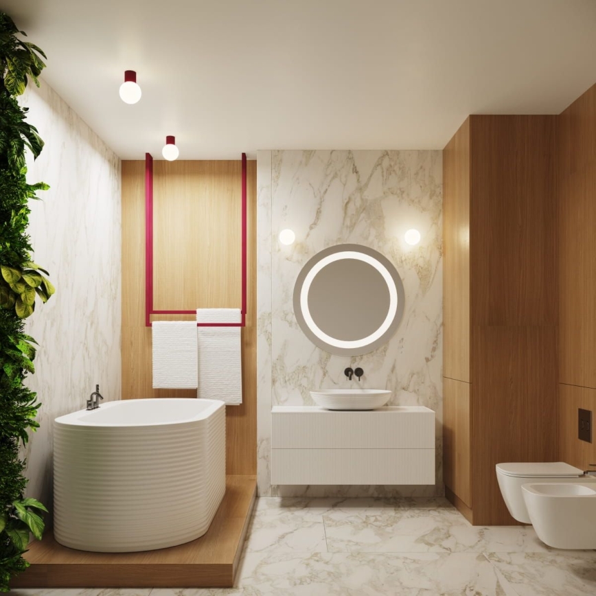 Bathroom wall light HALO 1xG9/8W/230V d. 12 cm IP44 red