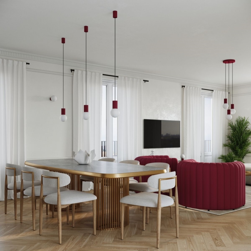 Chandelier on a string HALO 1xG9/8W/230V d. 12 cm red