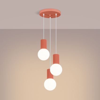 Chandelier on a string HALO 3xG9/8W/230V d. 25 cm pink