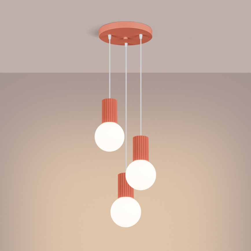Chandelier on a string HALO 3xG9/8W/230V d. 25 cm pink