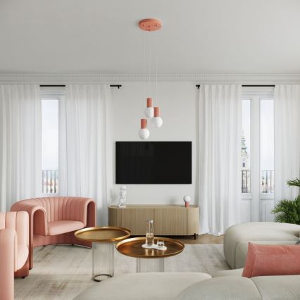 Chandelier on a string HALO 3xG9/8W/230V d. 25 cm pink