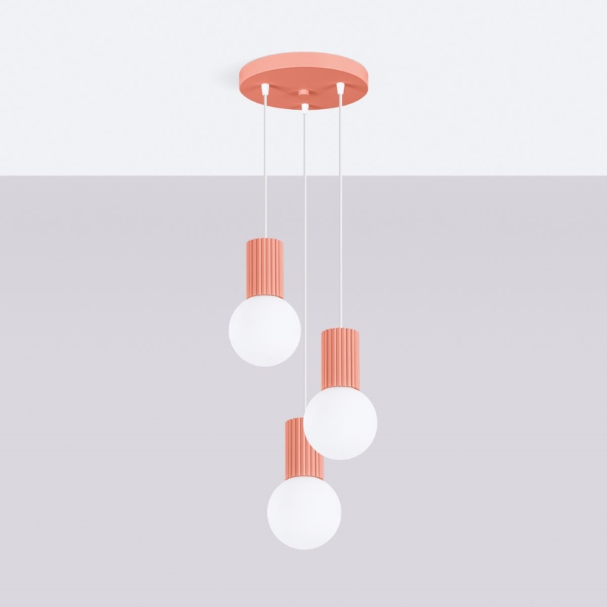 Chandelier on a string HALO 3xG9/8W/230V d. 25 cm pink
