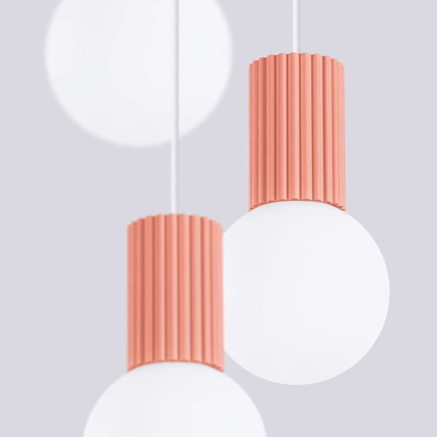 Chandelier on a string HALO 3xG9/8W/230V d. 25 cm pink