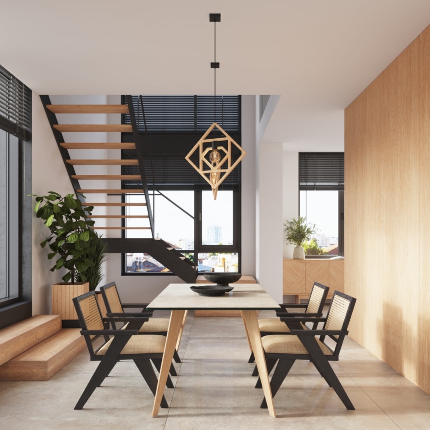 Chandelier on a string CARO 1xE27/15W/230V beech