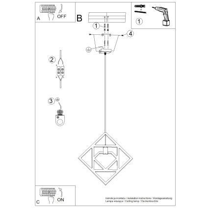 Chandelier on a string CARO 1xE27/15W/230V beech