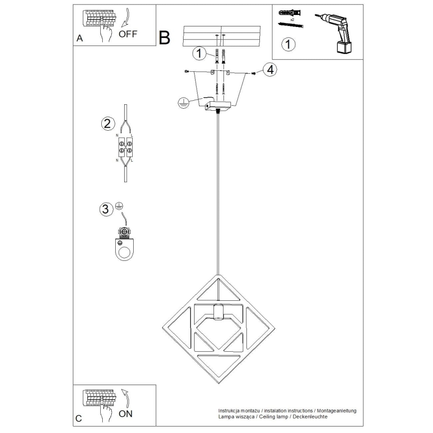 Chandelier on a string CARO 1xE27/15W/230V beech