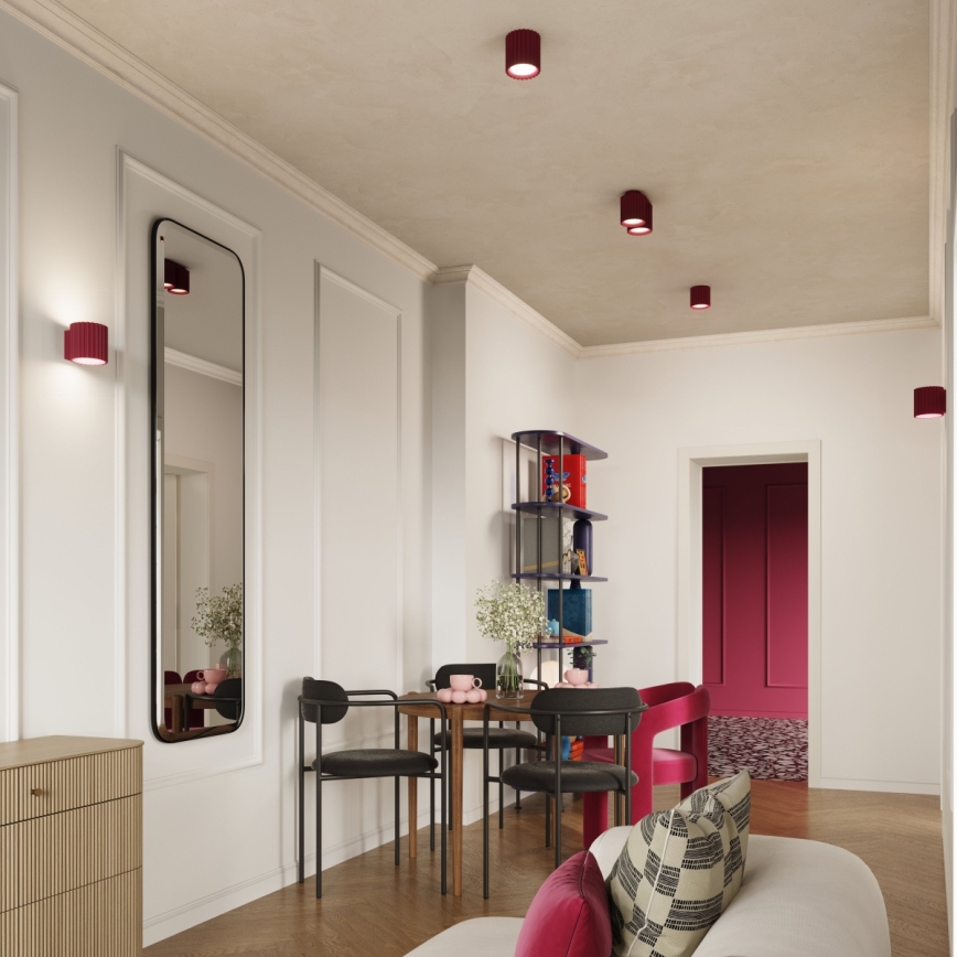 AURA spotlight 1xGU10/10W/230V, Ø 10 cm, red