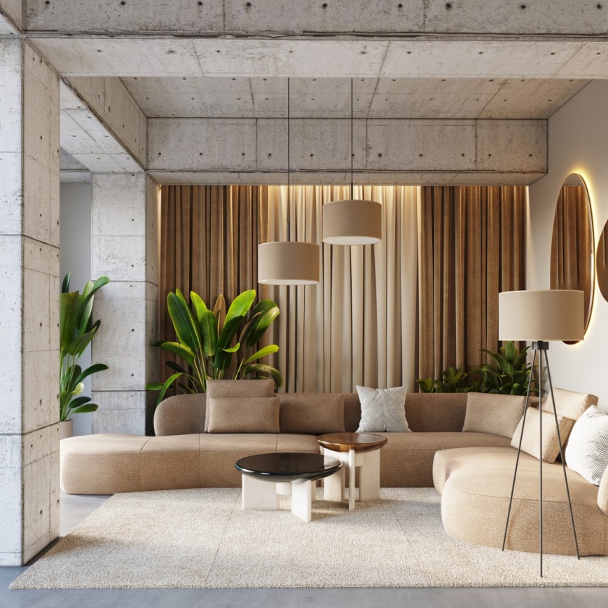 NEVIA Cable Pendant Light 1xE27/15W/230V, dia. 40 cm, Taupe