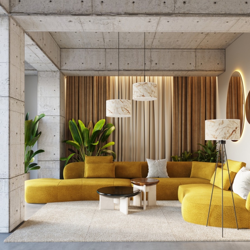 NEVIA Cable Pendant Light 1xE27/15W/230V, diameter 40 cm, beige/marble finish