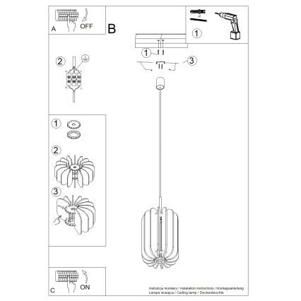 Cable pendant light MULA 1xE27/15W/230V dia. 27 cm cream