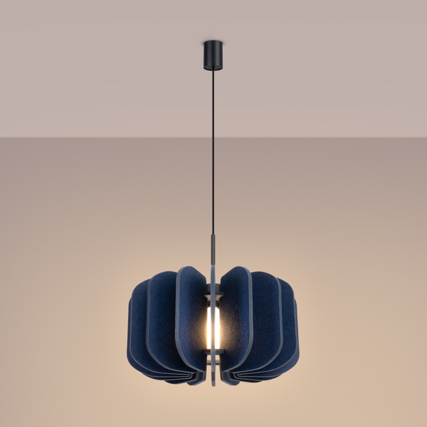 MULA cable-suspended pendant light, 1xE27/15W/230V, Ø 45 cm, blue